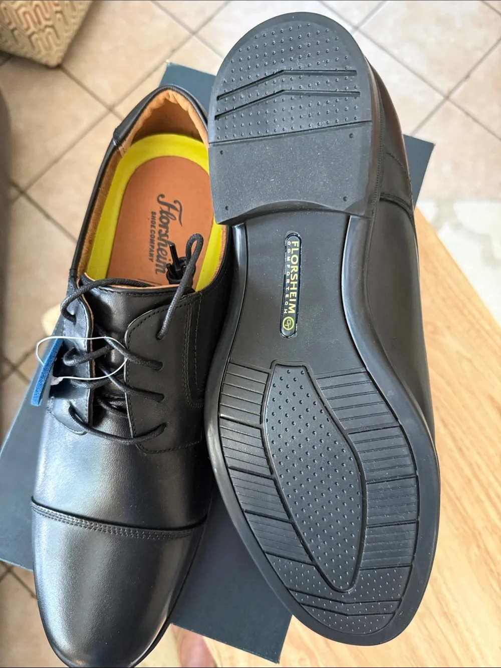 Florsheim Black Leather Cap-Toe Derby Shoes